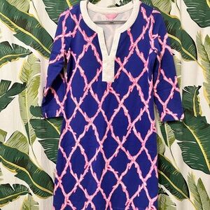 Lilly Pulitzer Pink and Blue Sheath Dress with V-Neck